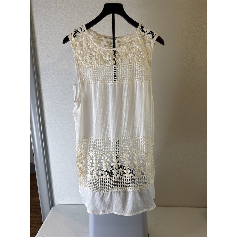 Lady's World Women's White Floral Crochet Shift Dress Sleeveless Size 2XL